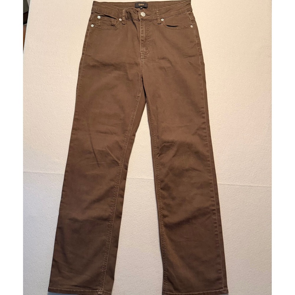 Quince Bella Stretch Straight Jeans Coffee Brown High Rise Women Size 29